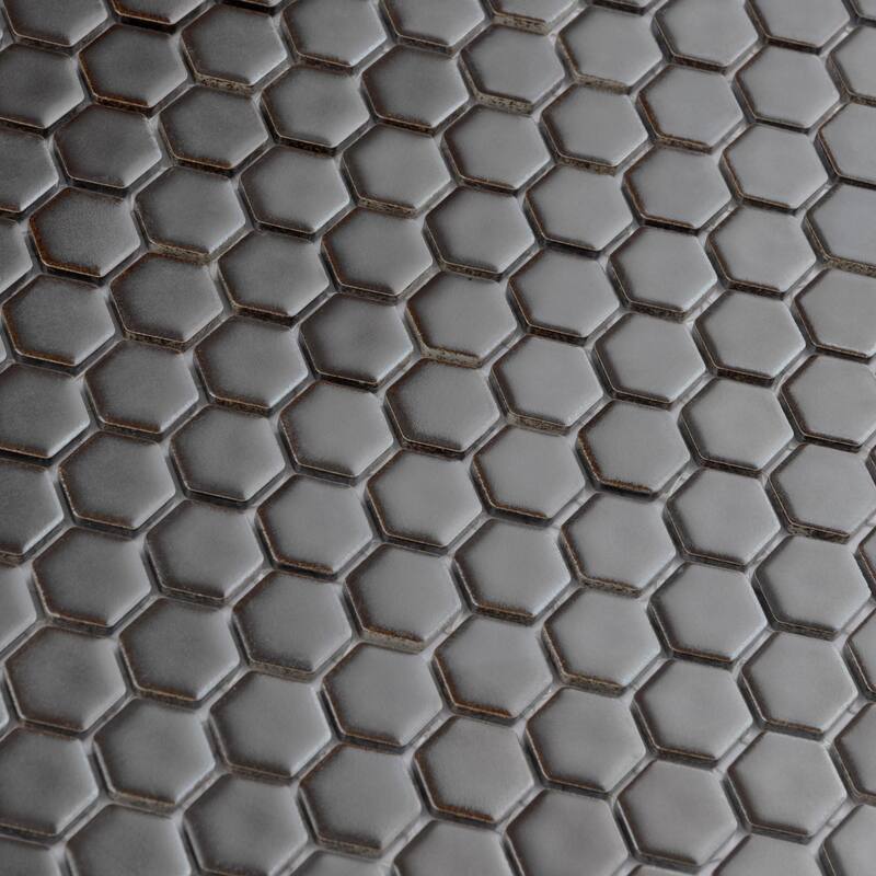 Merola Tile Colmena Hex Gunmetal 11-1/2" x 11-5/8" Porcelain Mosaic Floor and Wall Tile