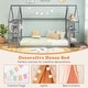 preview thumbnail 11 of 18, Twin Size Montessori Floor House Bed with Detachable Storage Shelves and Clothes Hanging Rack