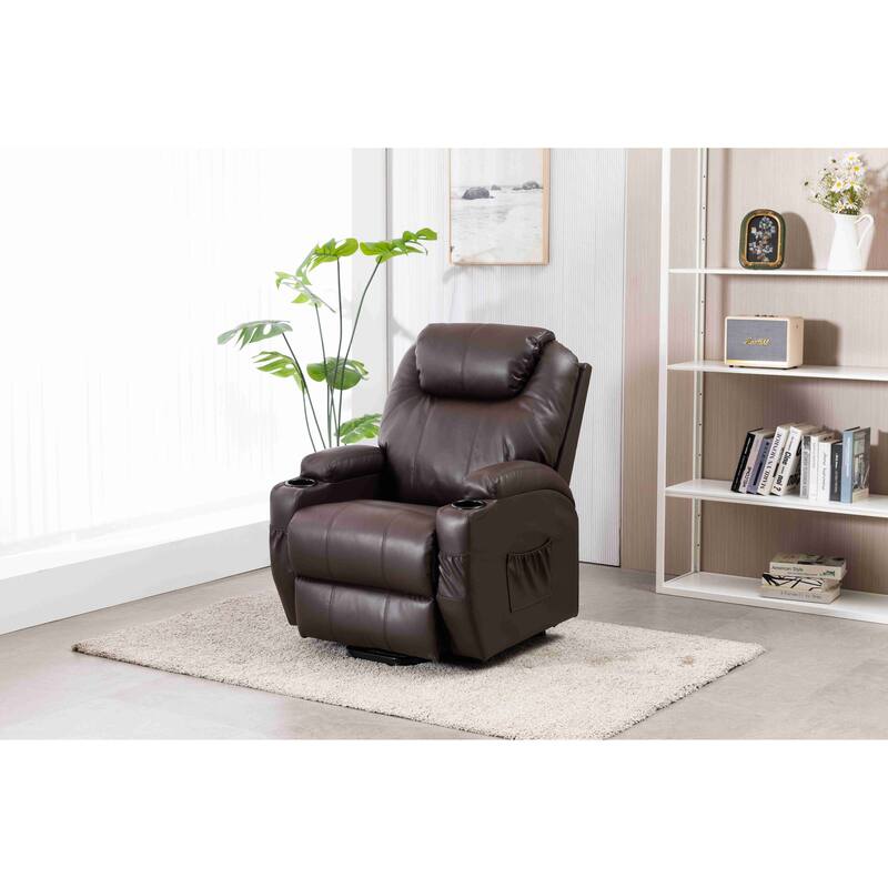 Faux Leather Power Lift Recliner Chair, Heat and Massage by Remote Control