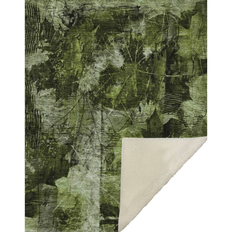 Premium Machine Washable Floral Abstract Sherpa Throw Blanket