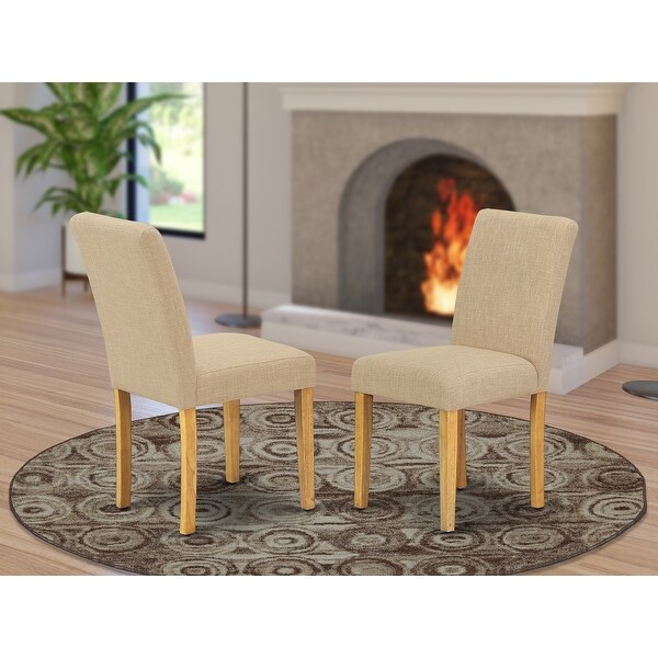 East West Furniture ABP4T04 Abbott Parson Chair with Oak Leg and Linen Fabric Light Fawn, Set of 2. Opens flyout.