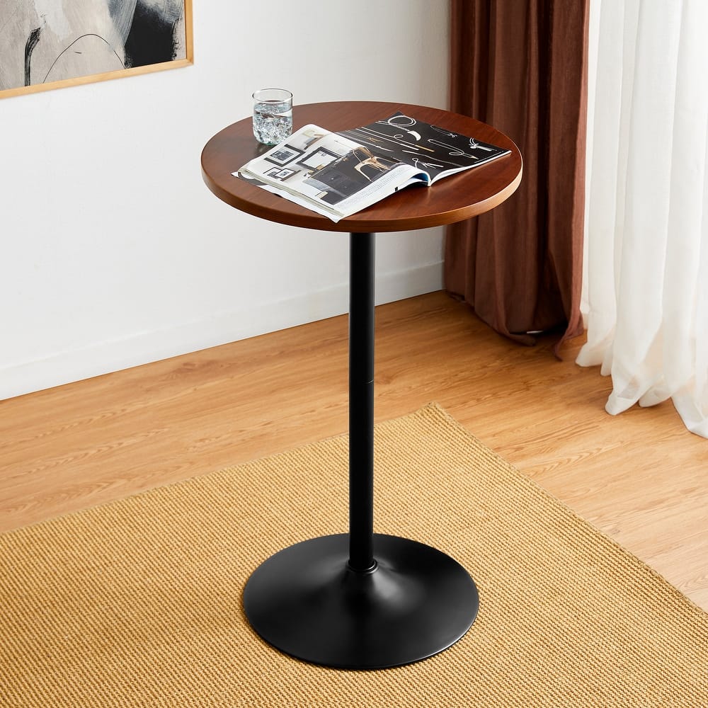 Glitzhome 39.5"H Modern Bistro Walnut Top Round Pub Bar Table