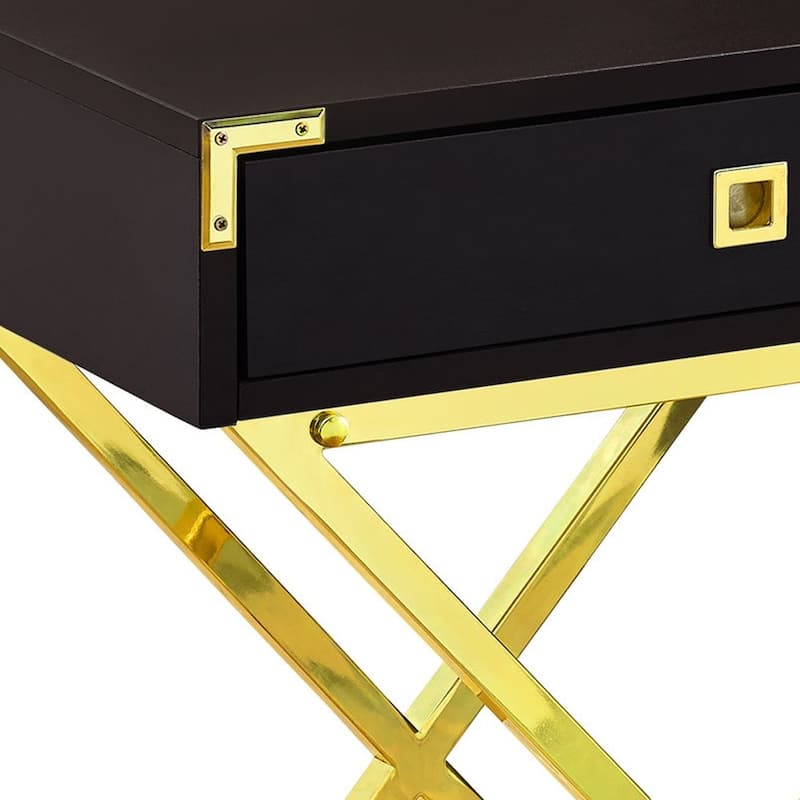 24” Modern Nightstand with Drawer and Cross Base Wood End Table for Bedroom or Living Room - 18.25”L x 12”W x 24”H