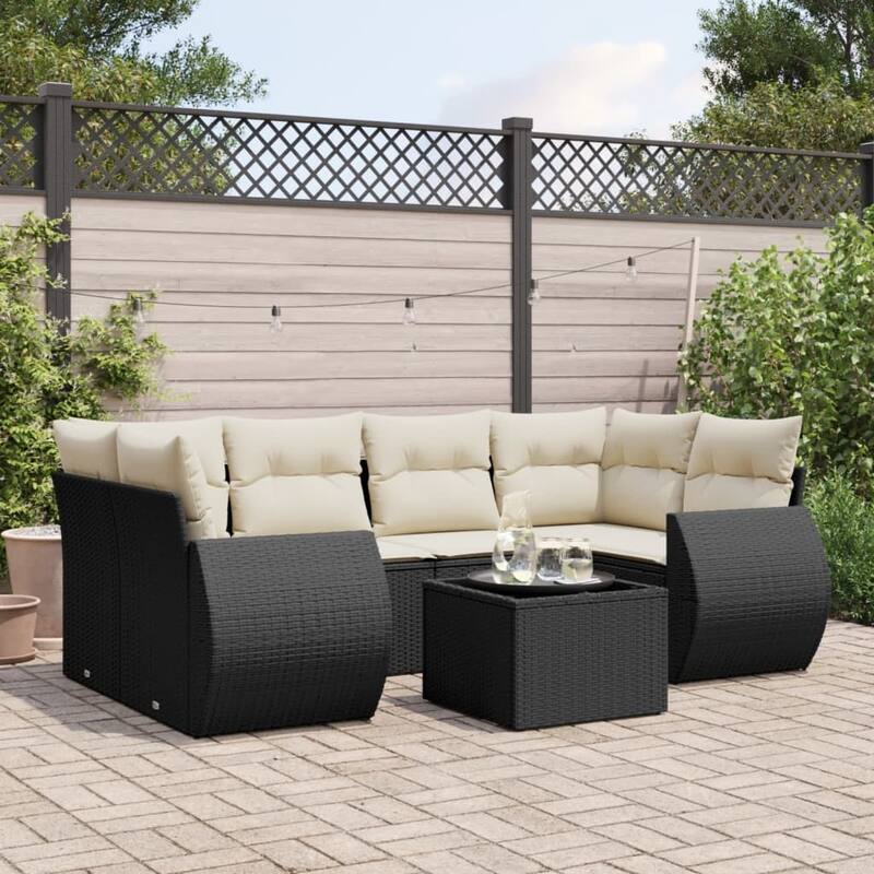 vidaXL Garden Sofa Set - 21.7 x 21.7 x 14.6 - Black and cream