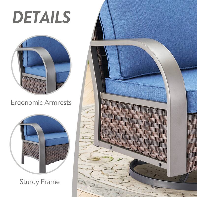 Gymojoy Industrial Style Outdoor Wicker Swivel Glider Chairs Set of 2