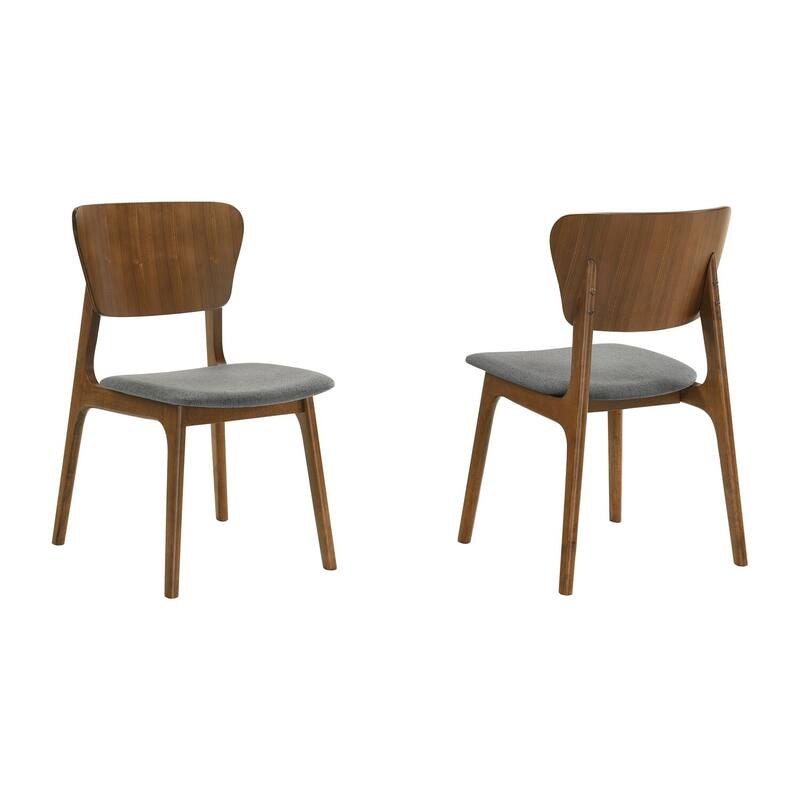 Walnut/Gray Fabric Upholstered Wood Frame Dining Chair, Set of 2, Sturdy Dining Chair for Dining Rooms - 17.5