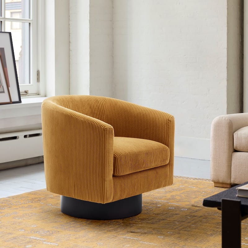 Modern 360° Swivel Corduroy Accent Chair Barrel Armchair