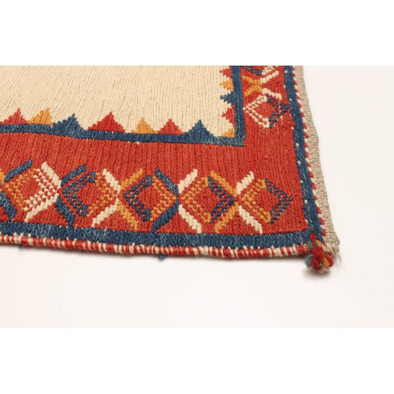 ECARPETGALLERY Flat-Weave Kashkuli Cream Wool Tapestry Kilim - 5'11 x 8'0
