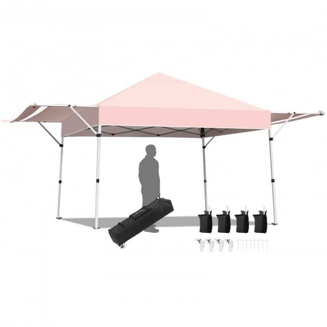 17 x 10 Feet Foldable Pop Up Canopy with Adjustable Dual Awnings - 17' x 10' x 10' (L x W x H)