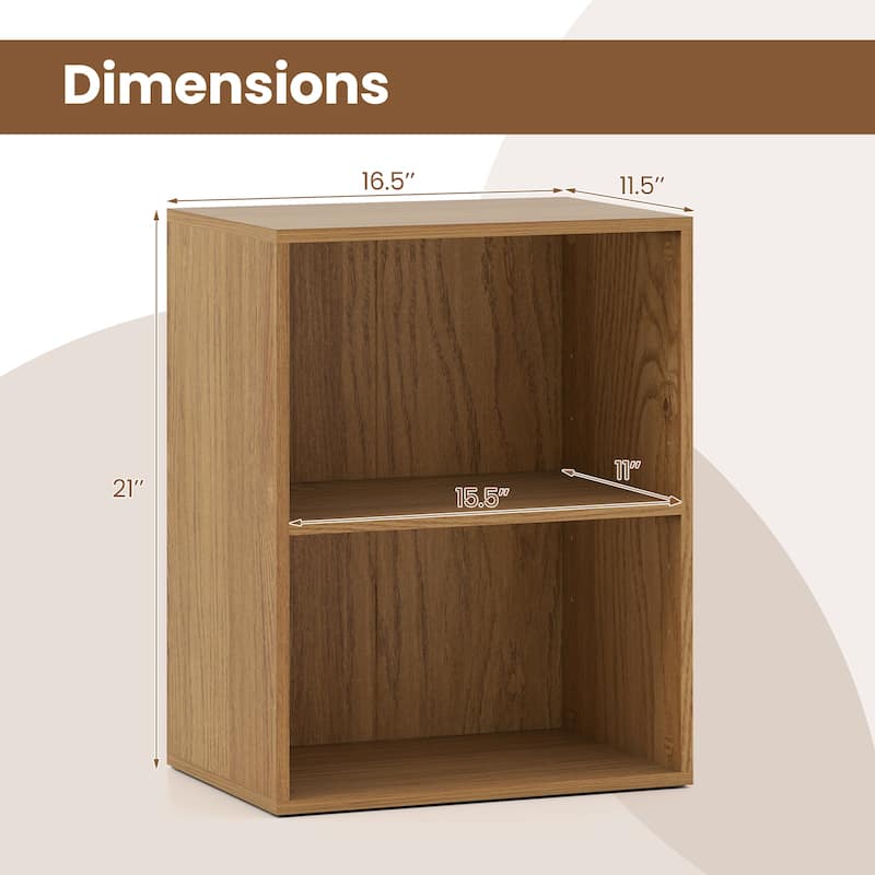 Gymax 2-Cube Bookcase w/ 5-Position Adjustable Shelf Anti-Toppling