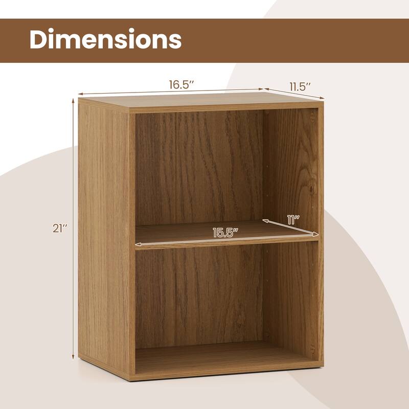 Gymax 2PCS 2-Cube Bookcase w/ 5-Position Adjustable Shelf