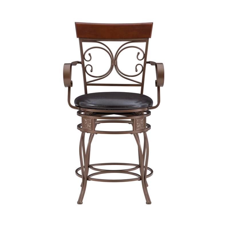Onyx Big & Tall 360 Swivel Metal and Wood Counter Stool