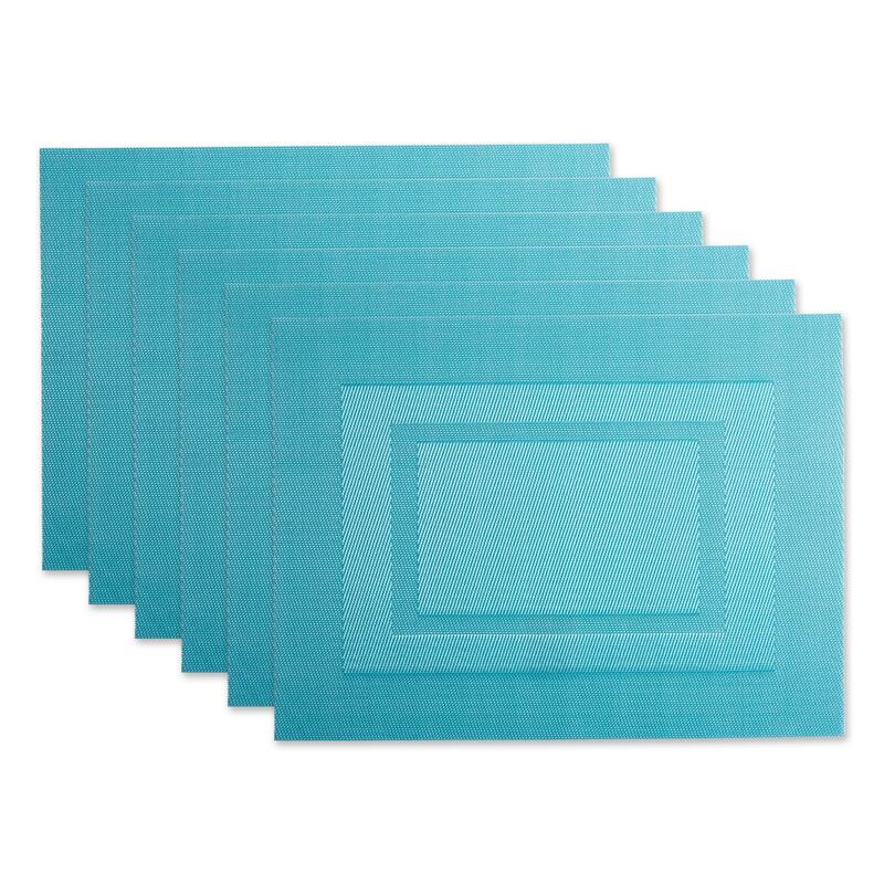 Double Frame Rectangular Table Placemats - 17.25" - Blue - Set of 6