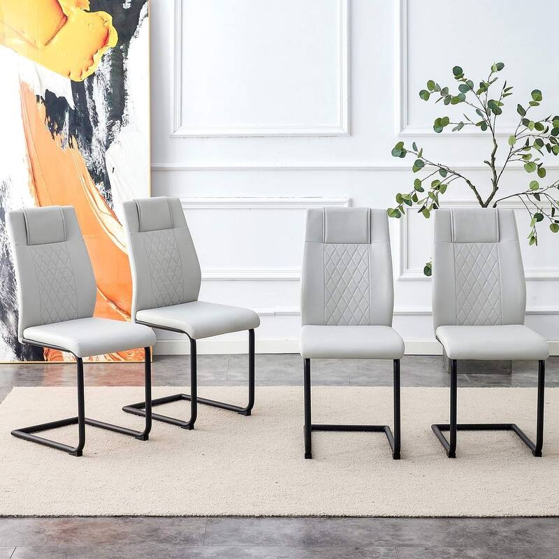 PU Leather Upholstered Dining Chair with Metal Feet