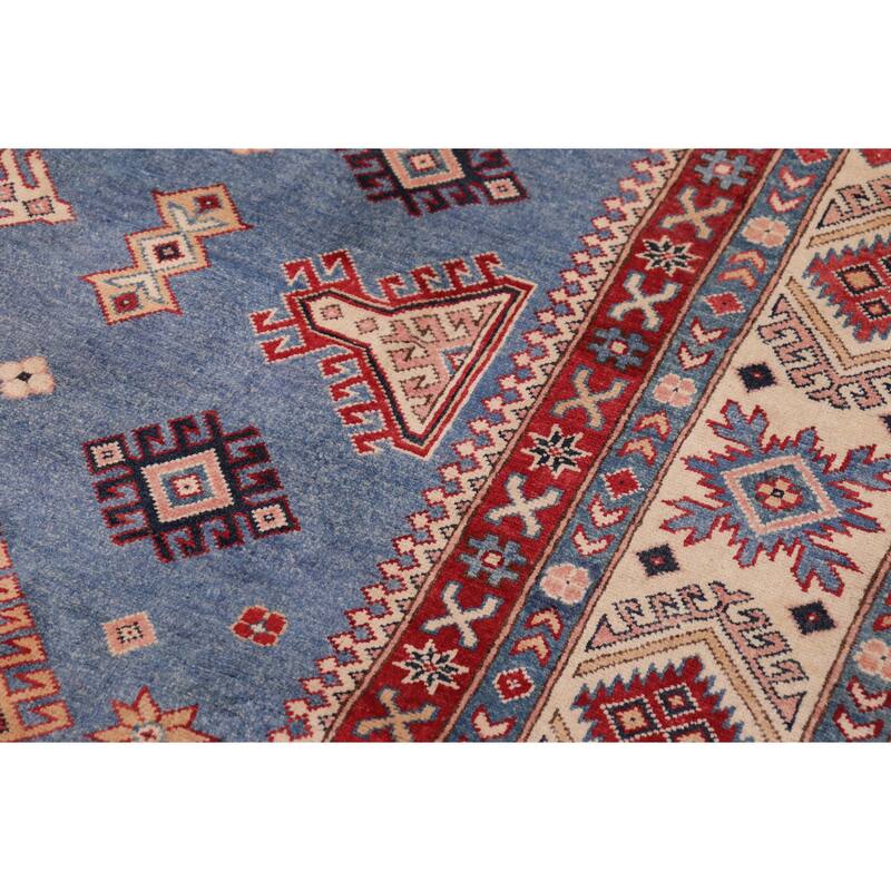 Bohemian Kazak Jaylin Light Blue/Beige Wool Rug - 10'2'' x 12'10''