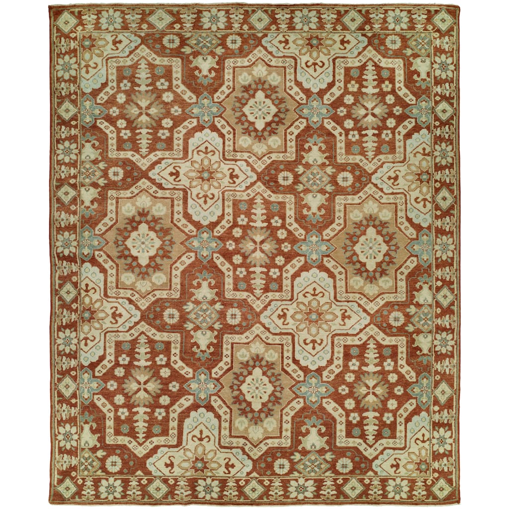 Transitional Multi-Colored Hand-Knotted WOOL Area Rug