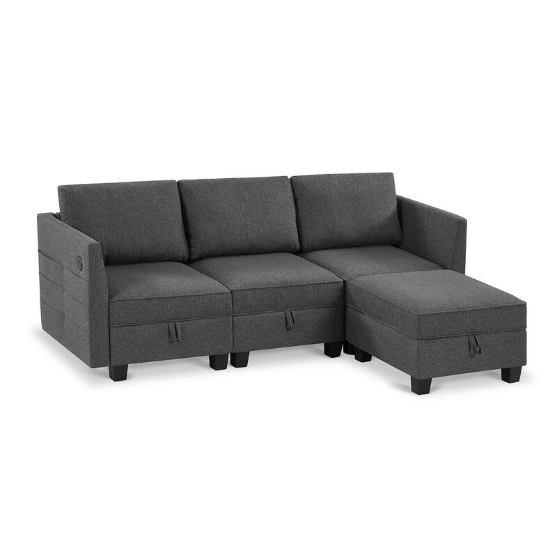 Billy 86" Modular 4-Piece Storage Sectional Sofa
