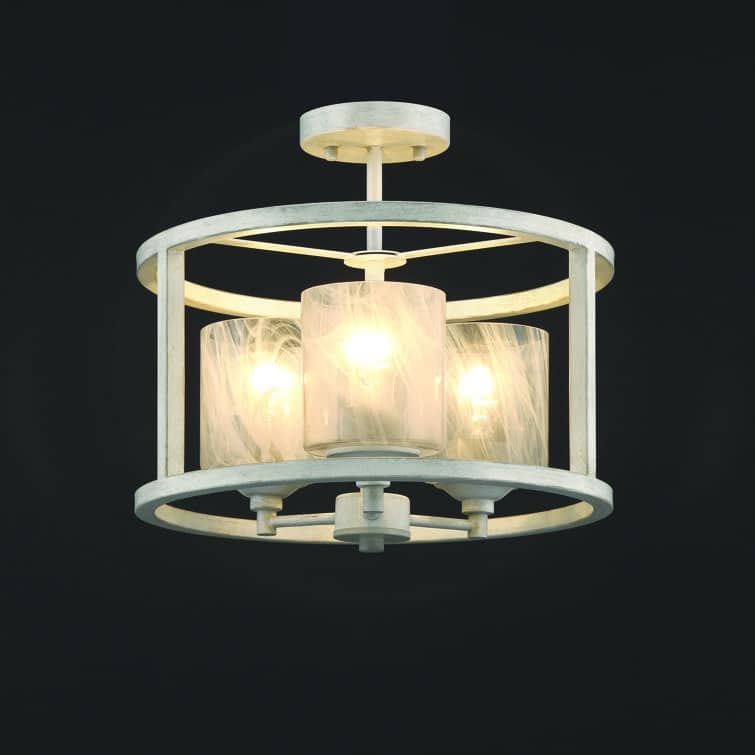 Acroma 3-Light Milk Glass Semi Flush Mount - N/A