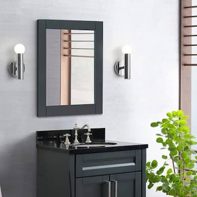 24" Wood Frame Bathroom Vanity Mirror In Dark Gray - 24 in.