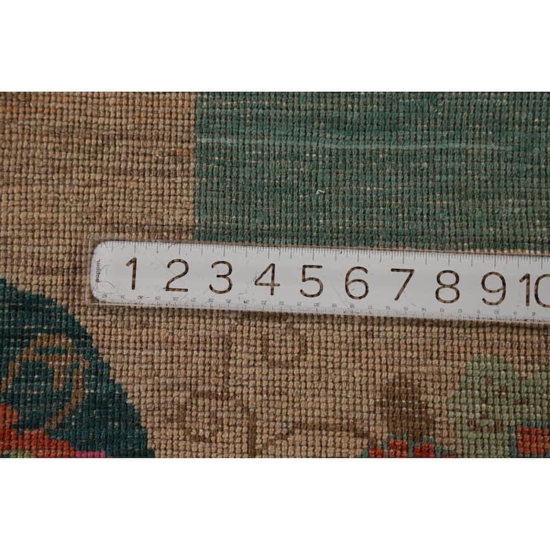 Hand Knotted Oriental 100% Wool Carpet Traditional Floral Navy Blue & Blues Art Deco Area Rug - 11' 10'' X 9' 1''