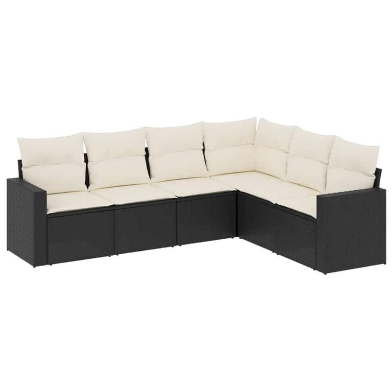 vidaXL Garden Sofa Set Black, Cream White - 24.4 x 25.8 x 27.2