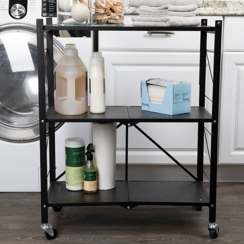 Household Essentials Metal 3-Tier Foldable Utility Rack - 26.8"L x 13.8"W x 33.8"H