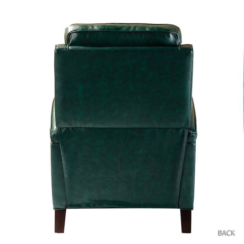 Gaspar Mid-Century Modern Genuine Leather Pushback Recliner with Wood legs Set of 2 by HULALA HOME