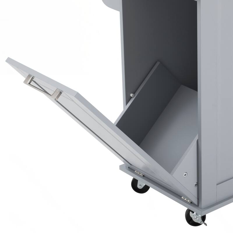 Kitchen Island with Storage Tilt Trash Can Cabinet and Pull Out Cabinet Organizer