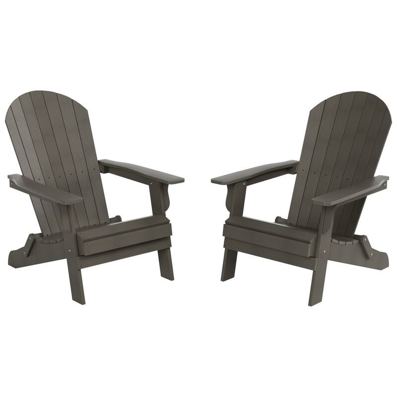 Vineyard HIPS Outdoor Folding Eco-Friendly All Weather Seashell Adirondack Chair (Set of 2)