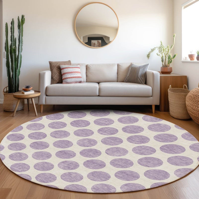 Premium Washable Super Soft Geo Dots Mayfield Rug - Lavender - 8' x 8'