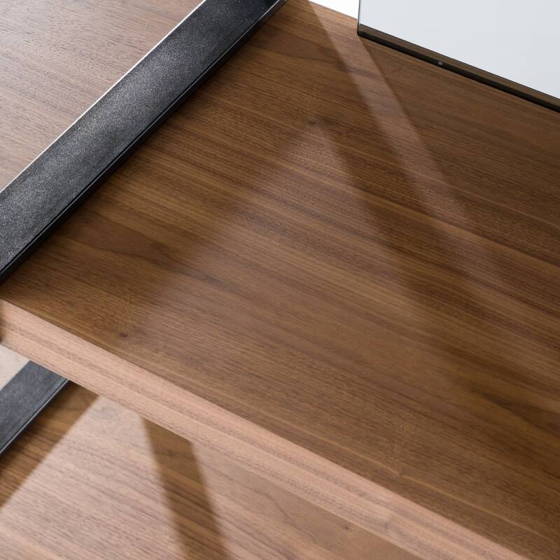 Modrest Brewer Modern Walnut & Black Bookshelf