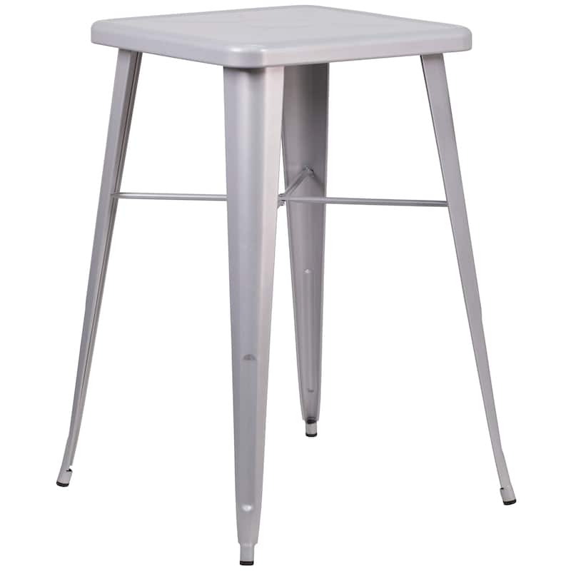 23.75-inch Square Metal Indoor-Outdoor Bar Table Set - 27.75"W x 27.75"D x 40"H