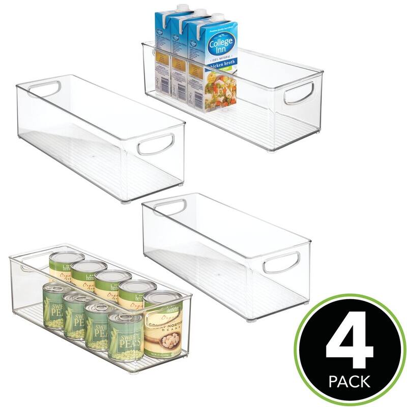 mDesign Plastic Kitchen Food Storage Organizer Bin - 4 Pack, Clear
