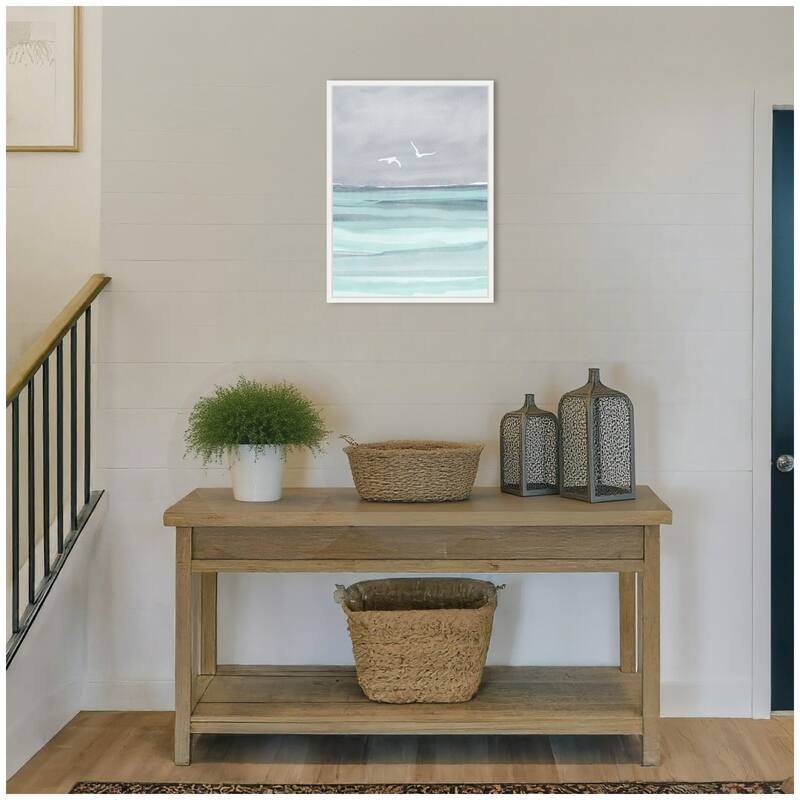 Kate and Laurel Sylvie Sea and Seagulls Framed Canvas by Nikita Jariwala
