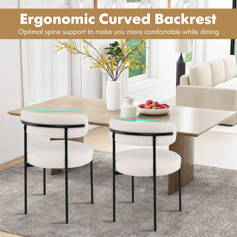 Gymax Round Dining Chairs Set of 4 w/ Curved Backrest Filled Sponge
