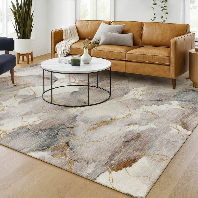 Machine Washable Indoor/ Outdoor Modern Brighton Chantille Rug