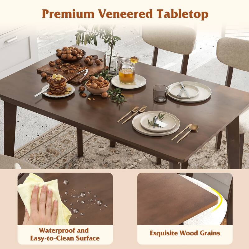 Gymax 48'' Wooden Dining Table for 4 People w/ Rubber Wood Legs for
