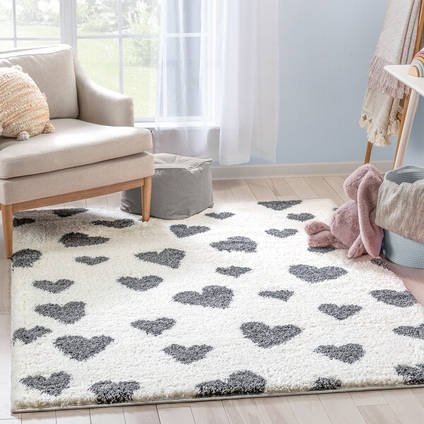 Well Woven Haven Hearts Kids Heart Shag Area Rug - Bed Bath