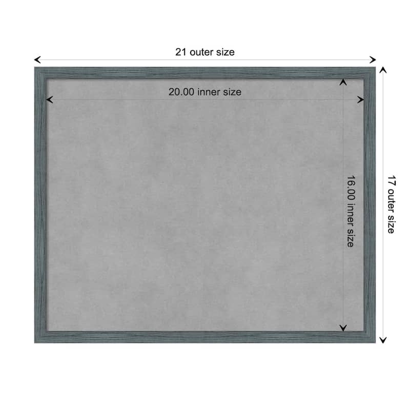 Amanti Art Dixie Blue Grey Rustic Narrow Framed Magnetic Board - Board Size 20x16
