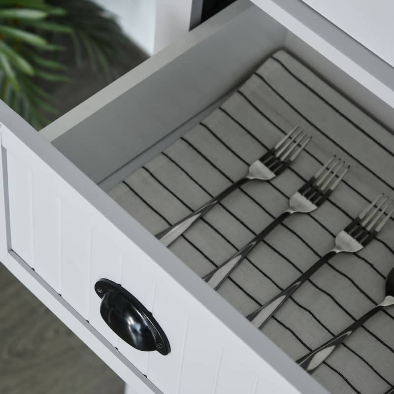 Freestanding Kitchen Storage Cabinet Pantry Cabinet Buffet Cabinet with Beadboard Doors and Adjustable Shelves