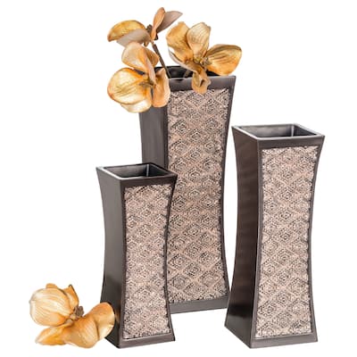 Creative Scents Dublin Brown Decorative Vases for Decor Centerpieces - Set of 3