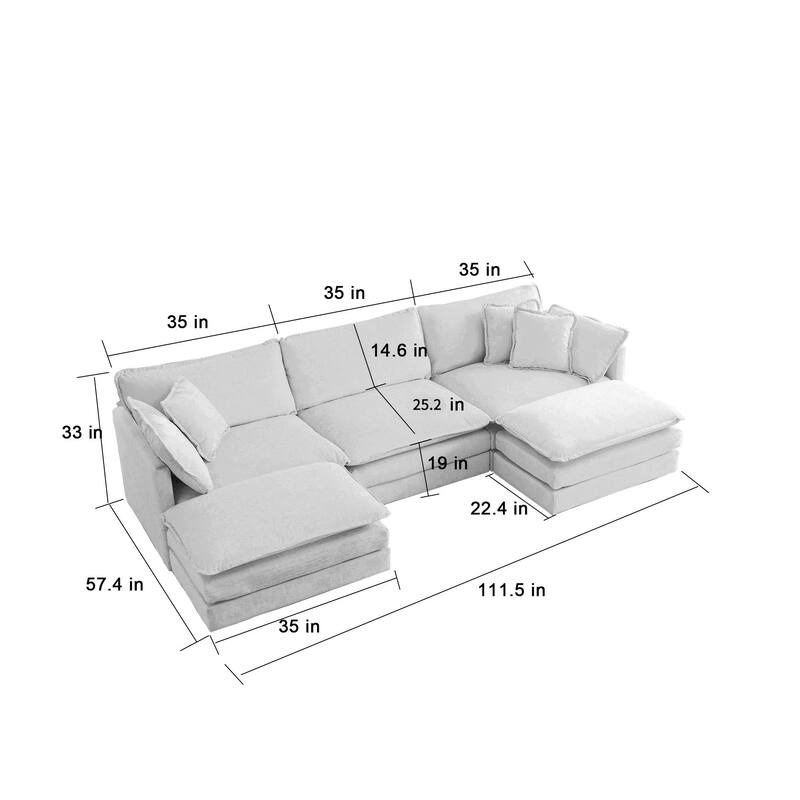 Cloud Chenille Upholstered Modular Sectional Sofa with DIY Combination Design