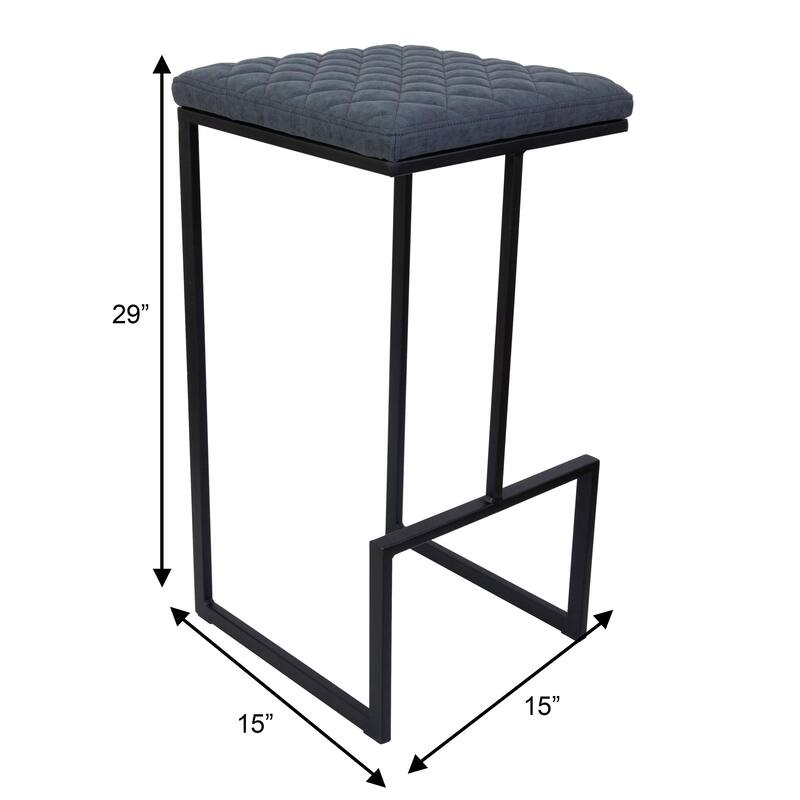 Quincy Leather Quilted Counter Height Barstool (Set of 2) with Upholstered Square Seats & Footrest for Home Bar & Kitchen