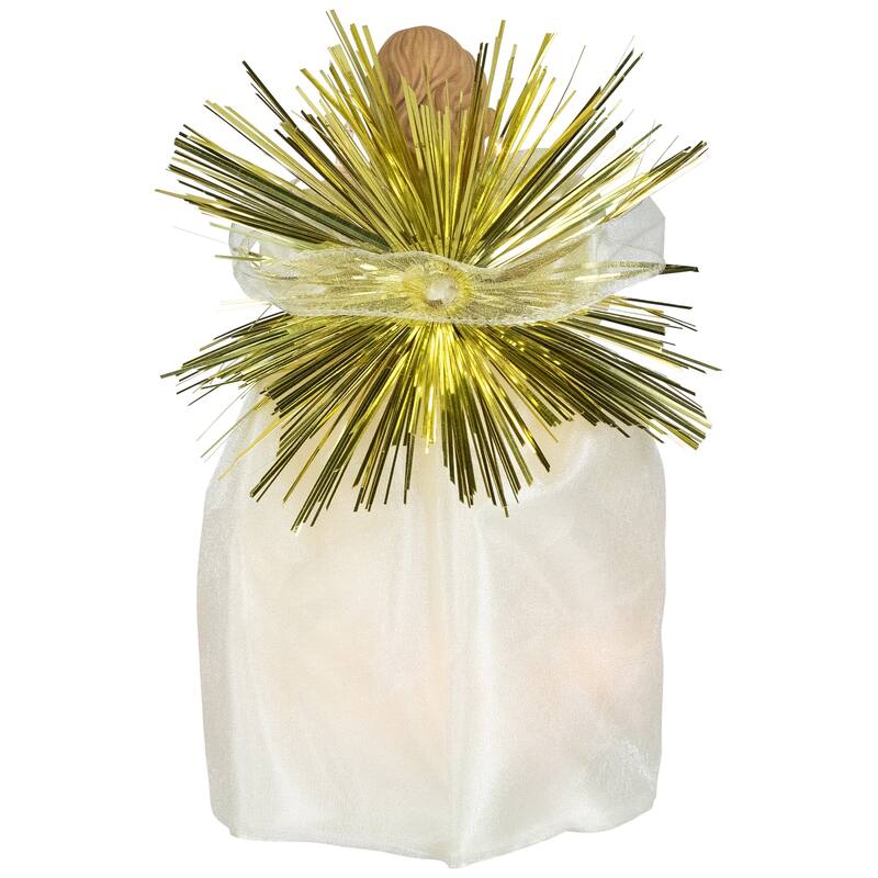Angel with Candle Lighted Christmas Tree Topper - 10.5” - Gold - Clear Lights