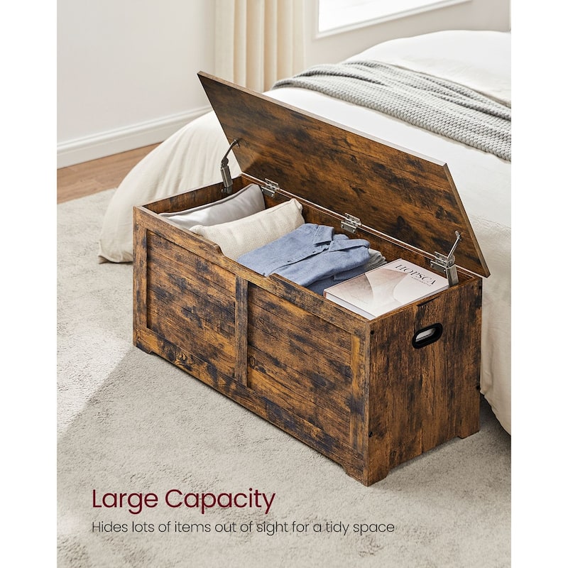 Wooden Storage Chest with 2 Safety Hinges for Toys, Blankets, and Clothes