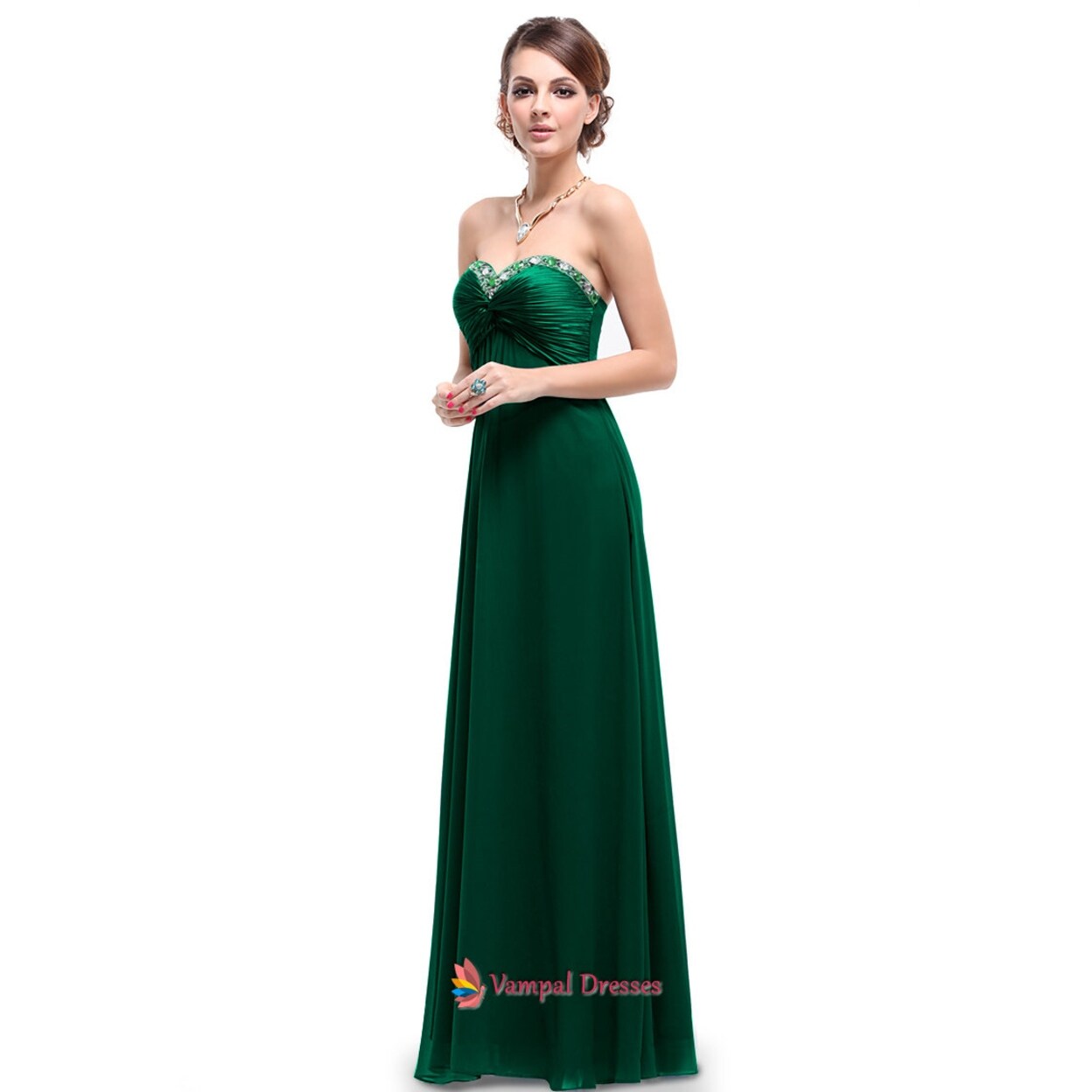 dark green emerald dress