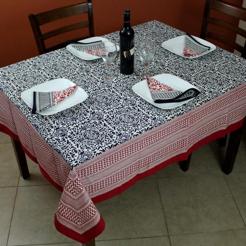 Chateau French Country Cotton Geometric Floral Tablecloth Collection