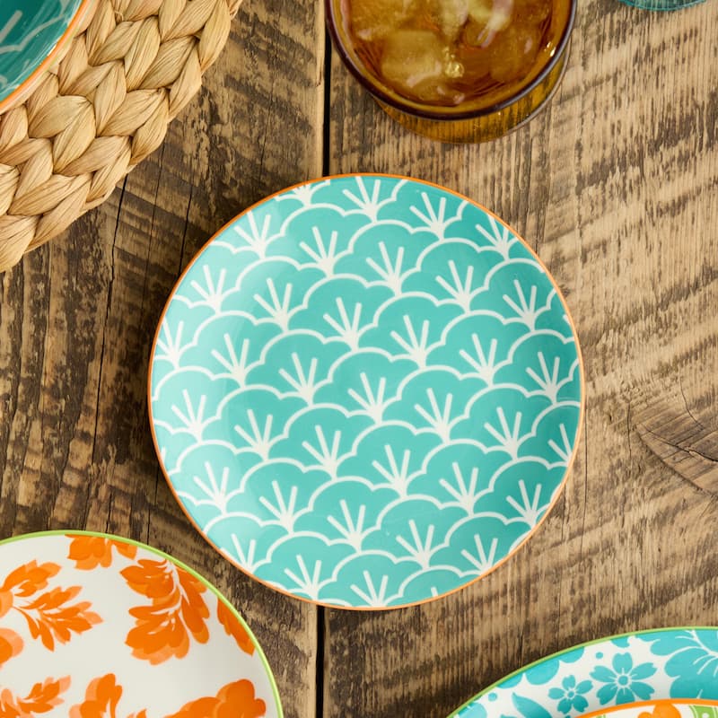 Certified International Pavillion 6" Canape/Luncheon Plates, Set of 6 Assorted Designs - 6.00"L x 6.00"W x 0.75"H