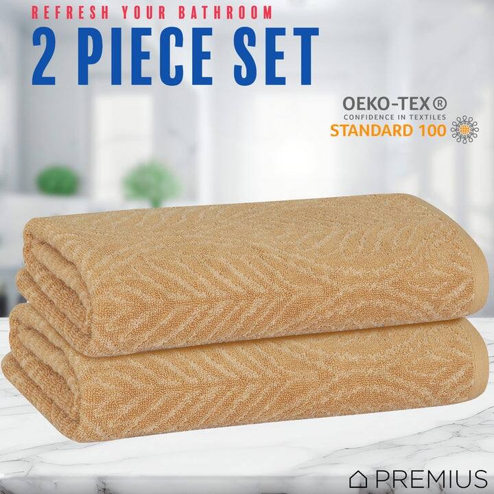 PREMIUS 2 Pack Leaf 100% Cotton Yarn Dyed Bath Sheet, 32x64 Inches - 32x64 Inches