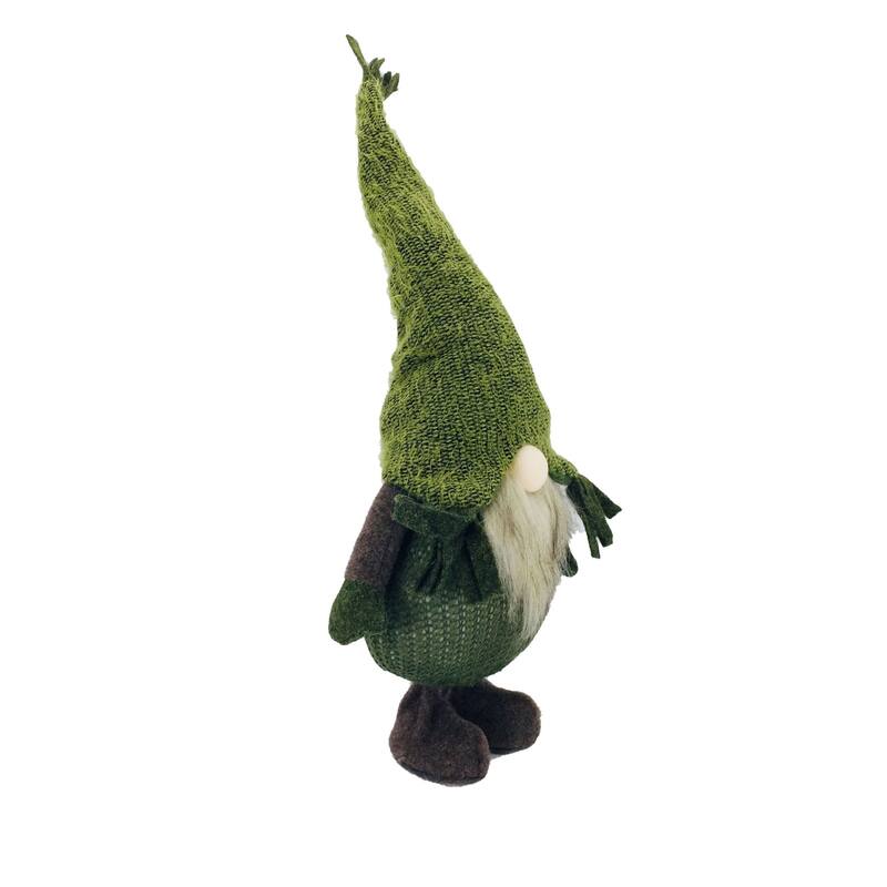 Fuzzy Gnome Christmas Tabletop Figurine - 23.25" - Green and Brown